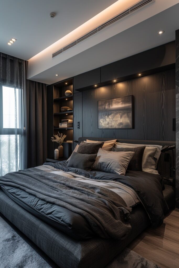 29 Dark Modern Bedroom Ideas for a Sleek and Sophisticated Sleep Space 10 Noir Sophistication