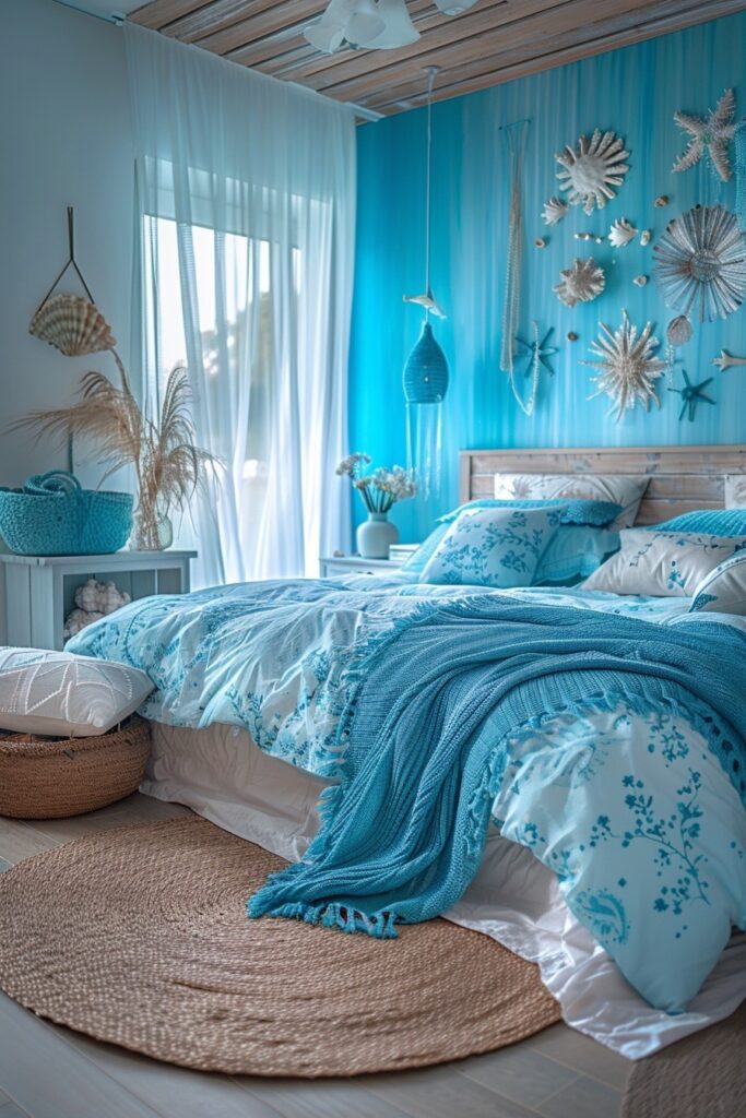 29 Bright Blue Boho Bedroom Ideas for a Vibrant and Eclectic Retreat 8 Oceanic Vibe