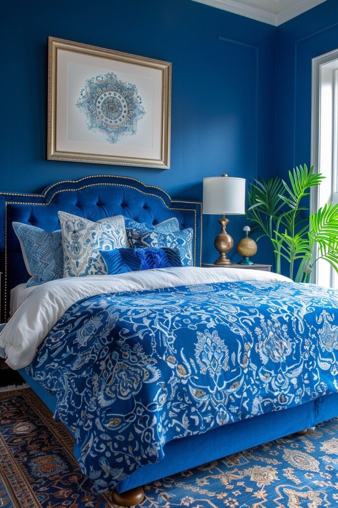 29 Bright Blue Boho Bedroom Ideas for a Vibrant and Eclectic Retreat 10 Peacock Blue Panache