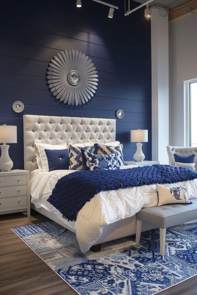 29 Dark Modern Bedroom Ideas for a Sleek and Sophisticated Sleep Space 23 Sapphire Nights