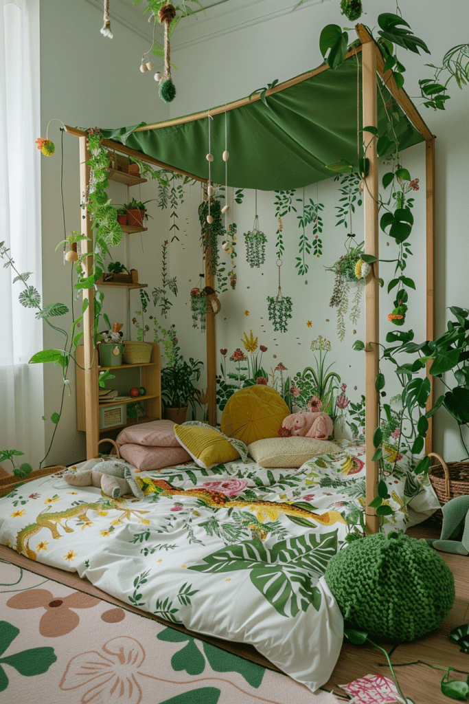 29 Boho Bedroom Ideas for Kids: Transform Their Space into a Creative Wonderland 18 Botanical Boho Retreat for Kids