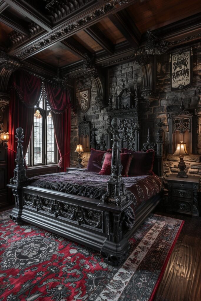 29 Dark Fantasy Bedroom Ideas for a Mystical Makeover 20 Regal Vampire Sanctuary