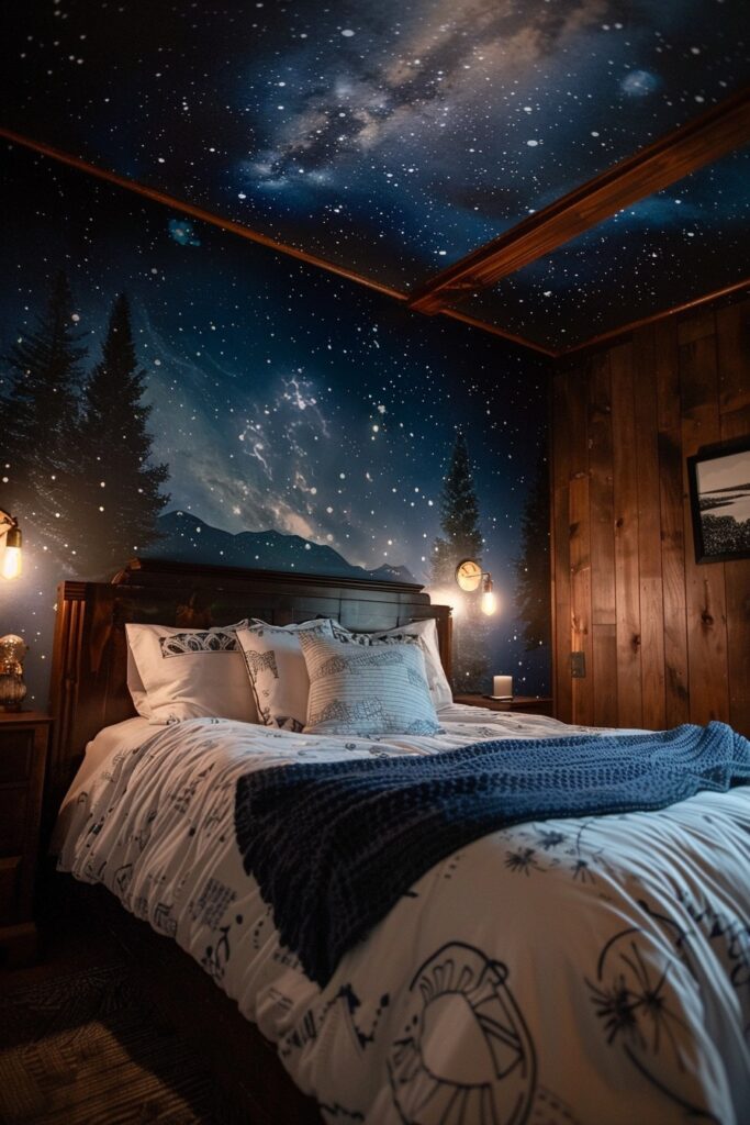 29 Dark Bedroom Aesthetic Ideas for Serenity 14 Celestial Night Murals