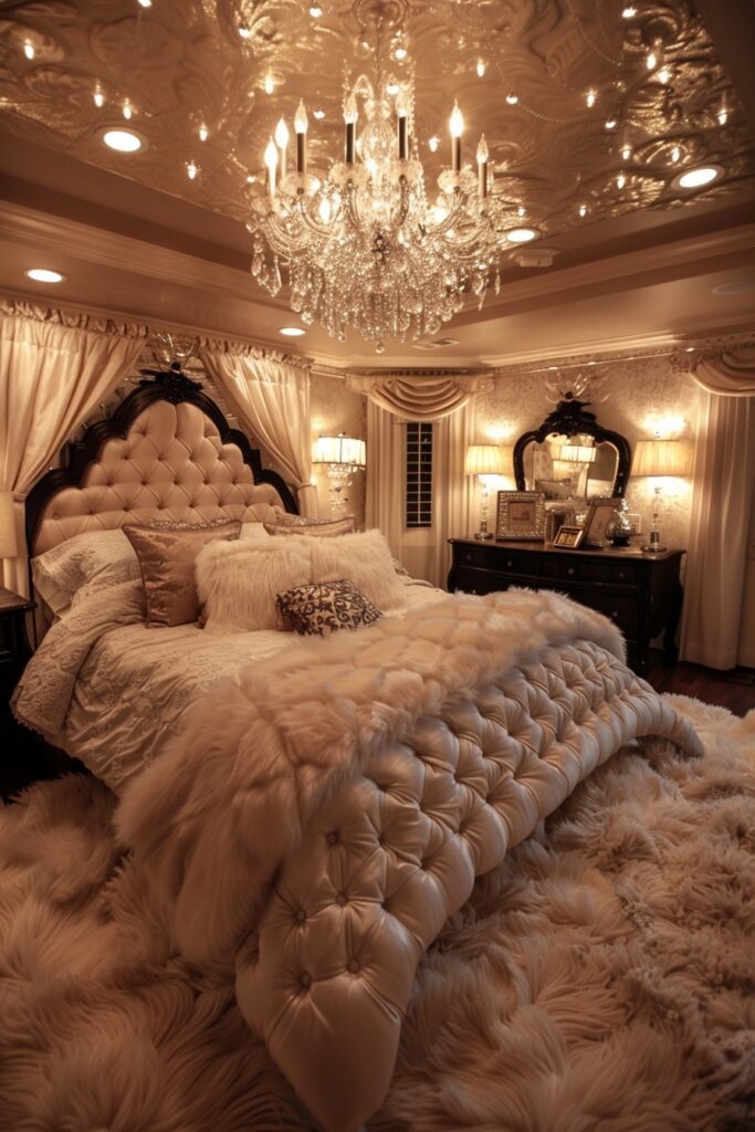 29 Glam Bedroom Decor Ideas for a Touch of Elegance 1 Chandelier Elegance for Glamorous Bedrooms
