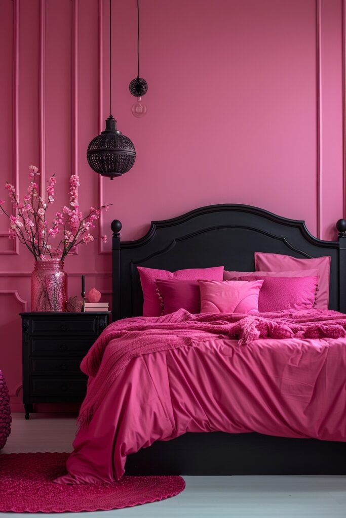 29 Pink and Black Bedrooms for a Chic and Edgy Look 1 Chic Pink and Black Modern Bedroom