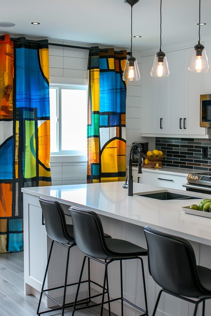 29 Boho Kitchen Curtains for a Fresh Look 12 Color Block Impact Curtains