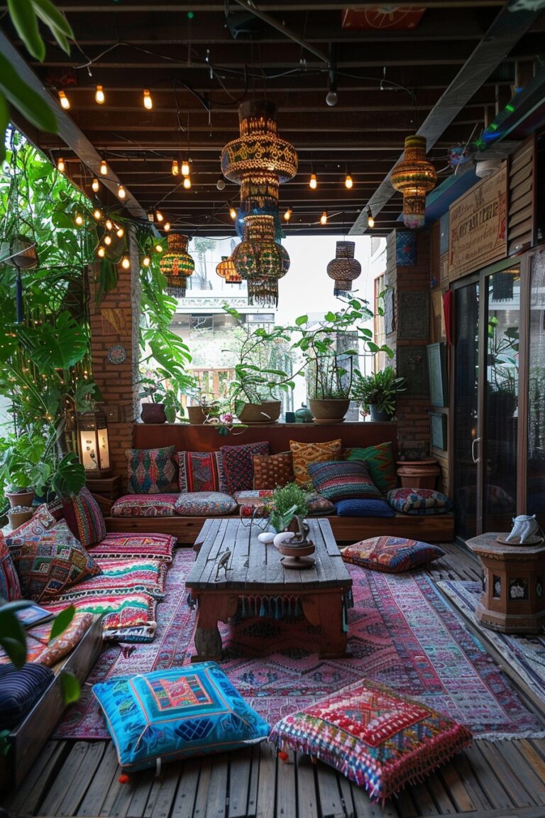 View of 29 Colorful Boho Decor Ideas To Add Artistic Flair To Your Home