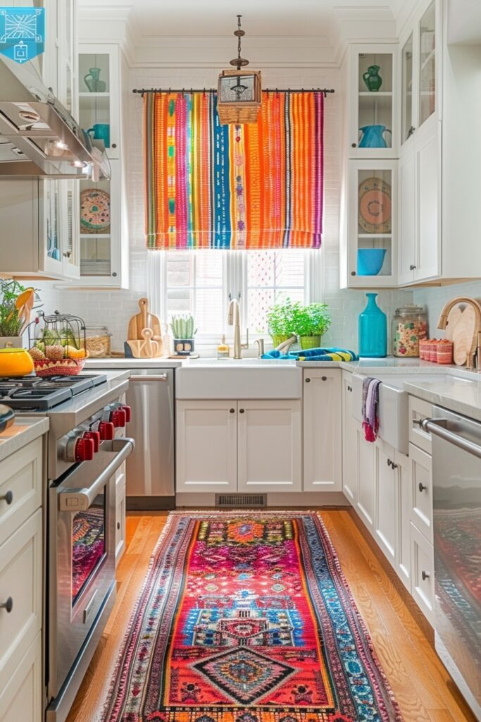 29 Boho Kitchen Curtains for a Fresh Look 5 Dynamic Striped Panels