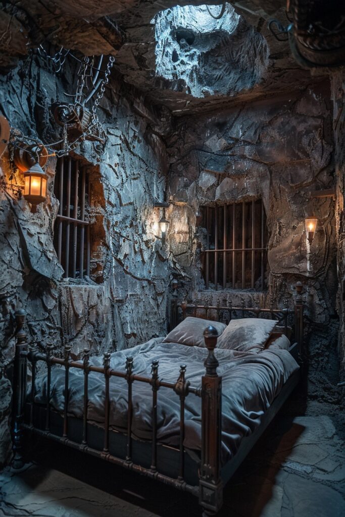 29 Dark Fantasy Bedroom Ideas for a Mystical Makeover 26 Gloomy Dungeon Realm