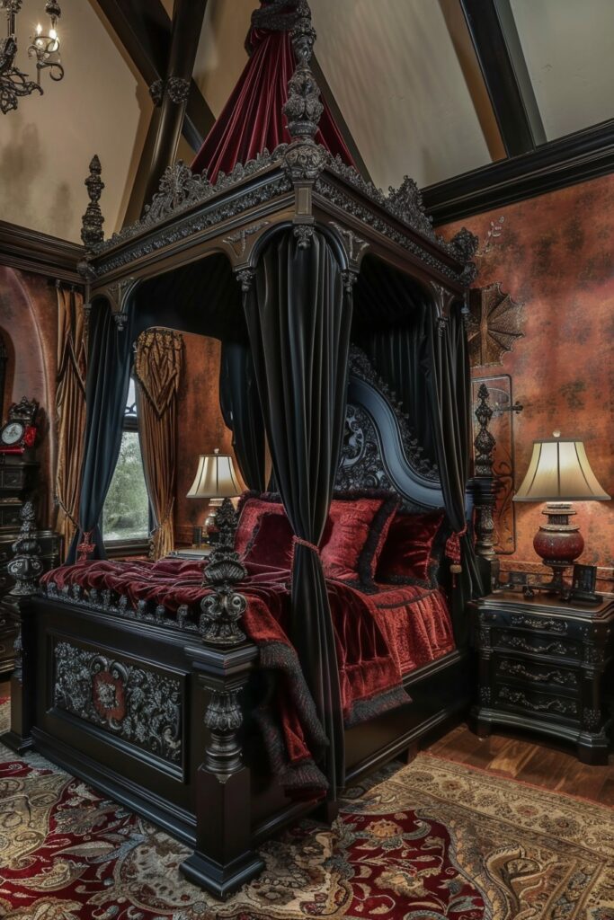 29 Dark Bedroom Aesthetic Ideas for Serenity 6 Gothic Serene Sophistication
