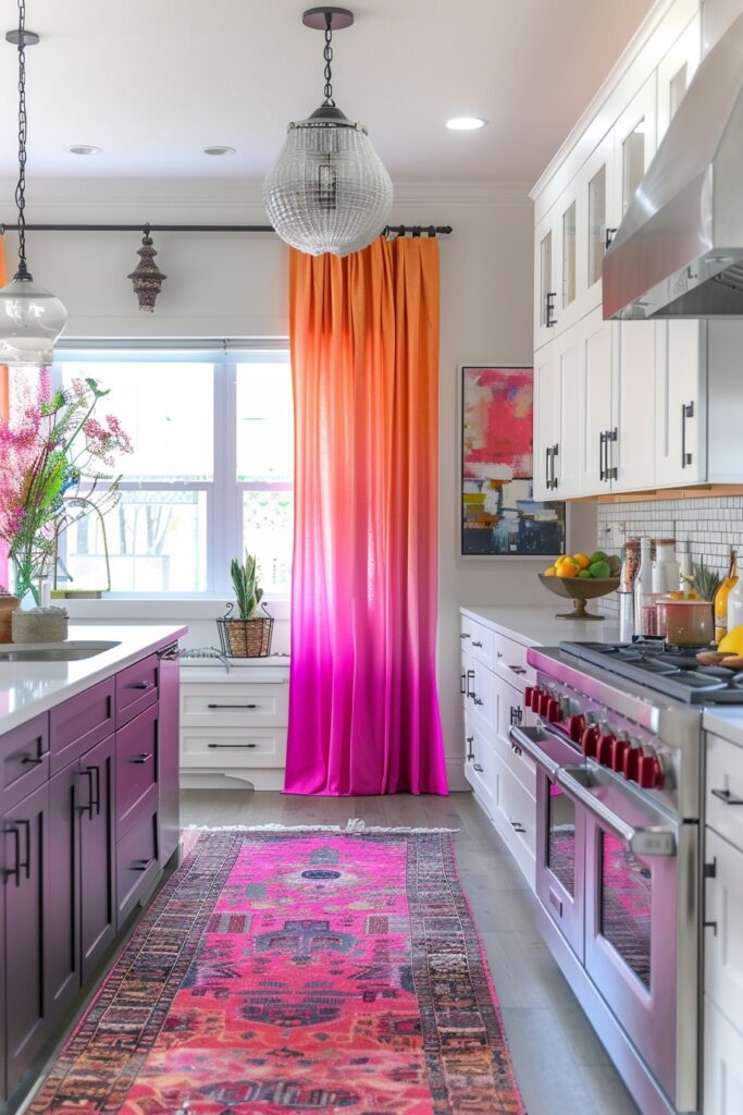 29 Boho Kitchen Curtains for a Fresh Look 27 Gradient Ombre Curtains