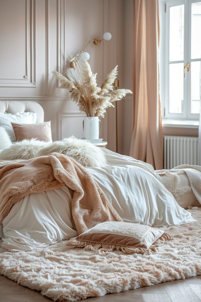 29 Glam Bedroom Decor Ideas for a Touch of Elegance 13 Layered Rugs for Glamorous Bedrooms