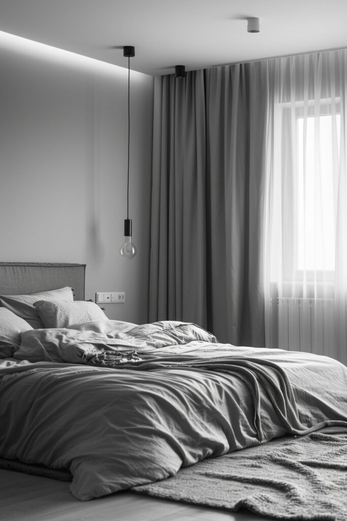 29 Dark Bedroom Aesthetic Ideas for Serenity 26 Monochrome Minimalist Sanctuary