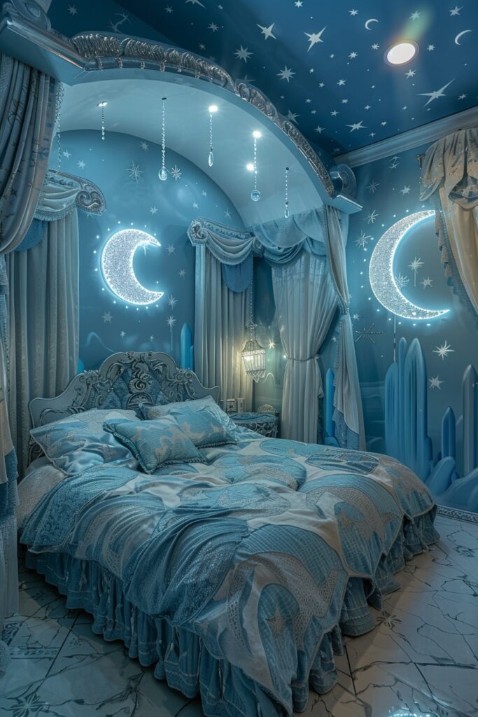 29 Dark Fantasy Bedroom Ideas for a Mystical Makeover 16 Moonlit Sanctuary