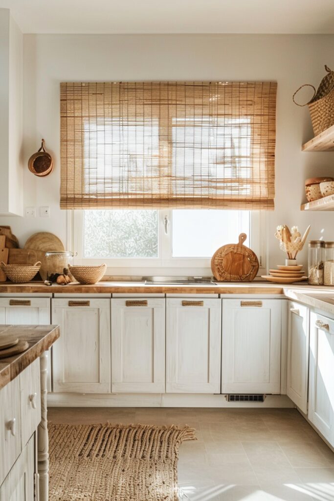 29 Boho Kitchen Curtains for a Fresh Look 15 Organic Rattan Shades