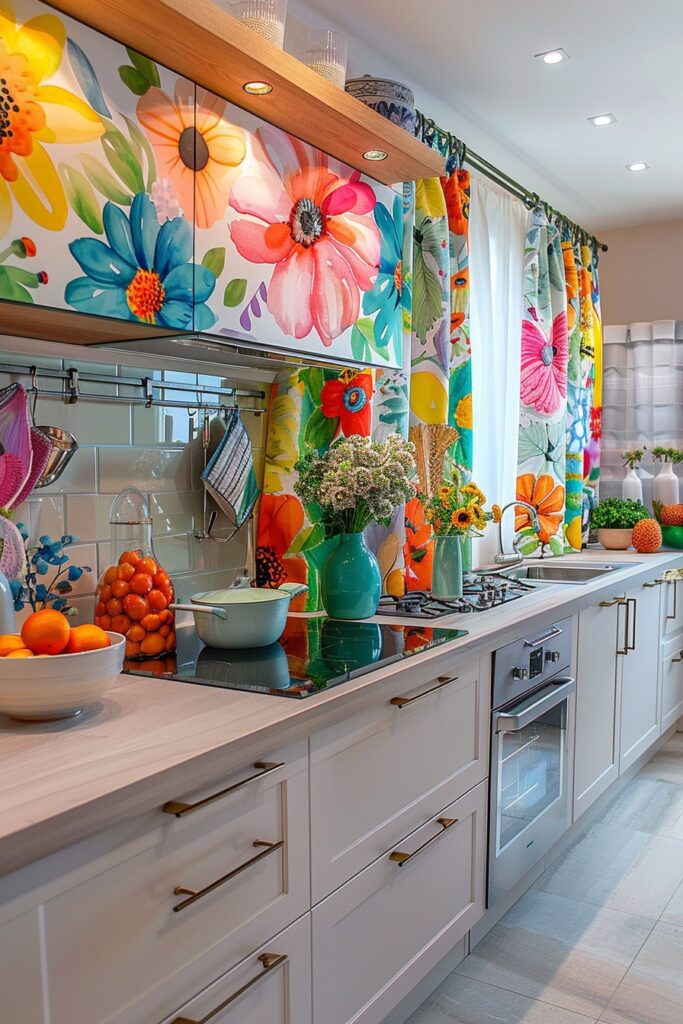 29 Boho Kitchen Curtains for a Fresh Look 14 Painterly Watercolor Curtains