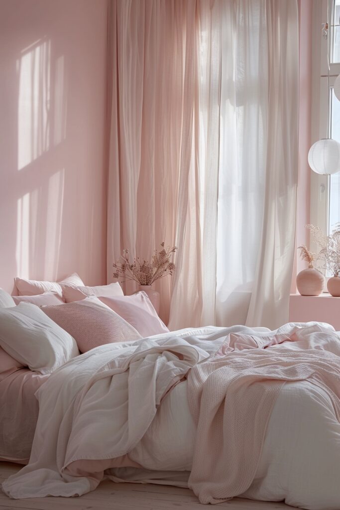 29 Pink Bedroom Ideas for a Fun and Feminine Touch 1 Pastel Pink Peaceful Nook