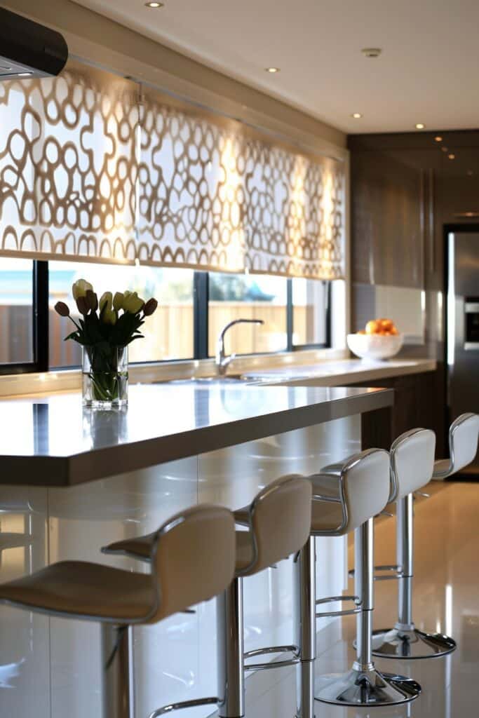 29 Boho Kitchen Curtains for a Fresh Look 25 Sleek Print Roller Blinds
