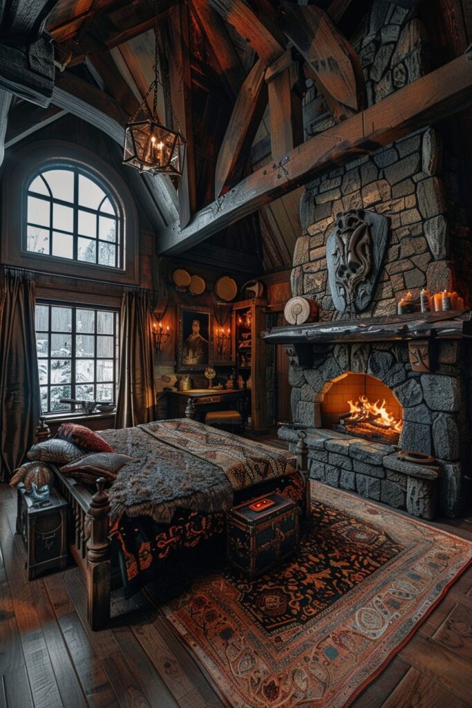 29 Dark Fantasy Bedroom Ideas for a Mystical Makeover 23 Titan’s Stronghold