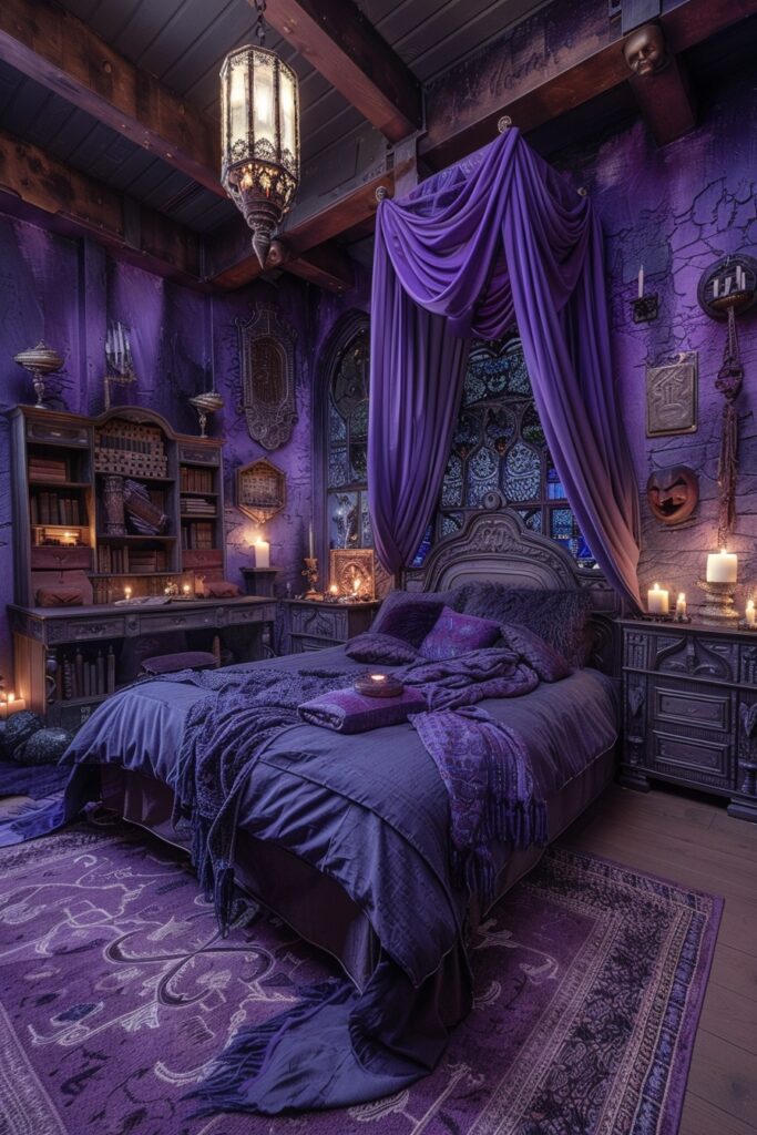 29 Dark Fantasy Bedroom Ideas for a Mystical Makeover 3 Wizard's Refuge