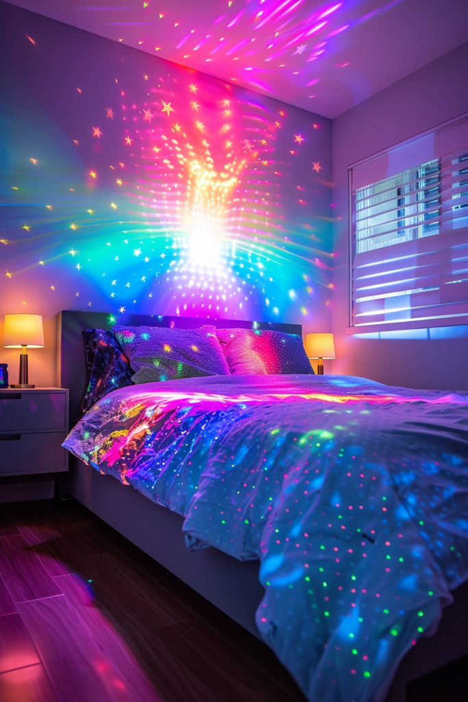 29 Whimsical Rainbow Bedroom Ideas: Transform Your Space with a Burst of Colorful Magic 12 Illuminated Color Spectrum