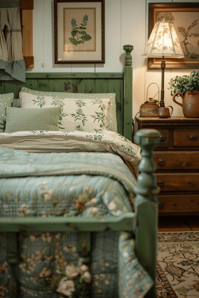 29 Sage Green Farmhouse Bedroom Ideas: Embrace Tranquility and Rustic Charm 26 Artisan Sage Green Farmhouse Bedroom