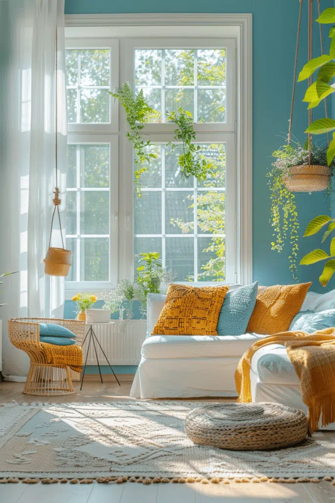 29 Blue and Yellow Boho Decor Ideas: Blend Vibrant Hues for a Chic and Eclectic Space 1 Sunlit Serenity Space