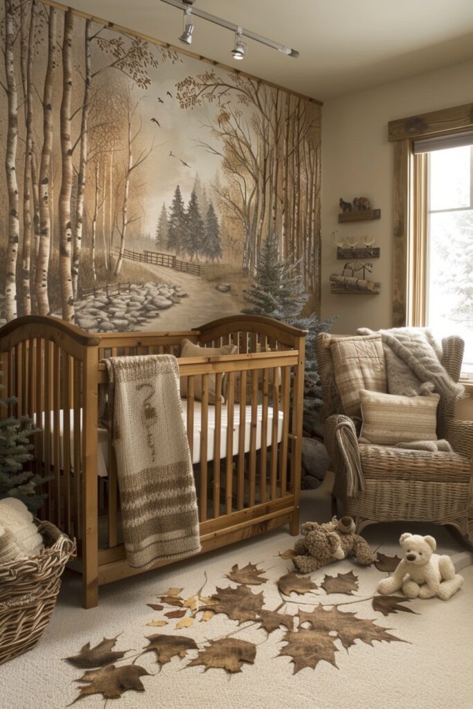29 Nursery Room Ideas to Inspire Your Baby's First Space 1 Cozy Forest-Themed Nursery