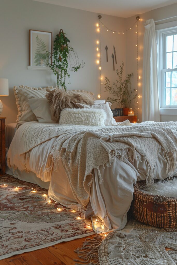29 Gypsy Boho Bedroom Ideas for a Whimsical Retreat 7 Cozy Textured Gypsy Boho Nook