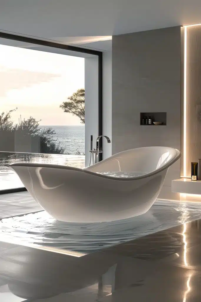 29 Futuristic Bathroom Ideas for an Ultra-Modern Makeover 1 Edgeless Infinity Tubs