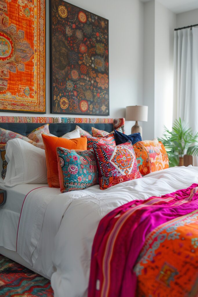 29 Gypsy Boho Bedroom Ideas for a Whimsical Retreat 20 Exotic Pillows Gypsy Boho Bedroom