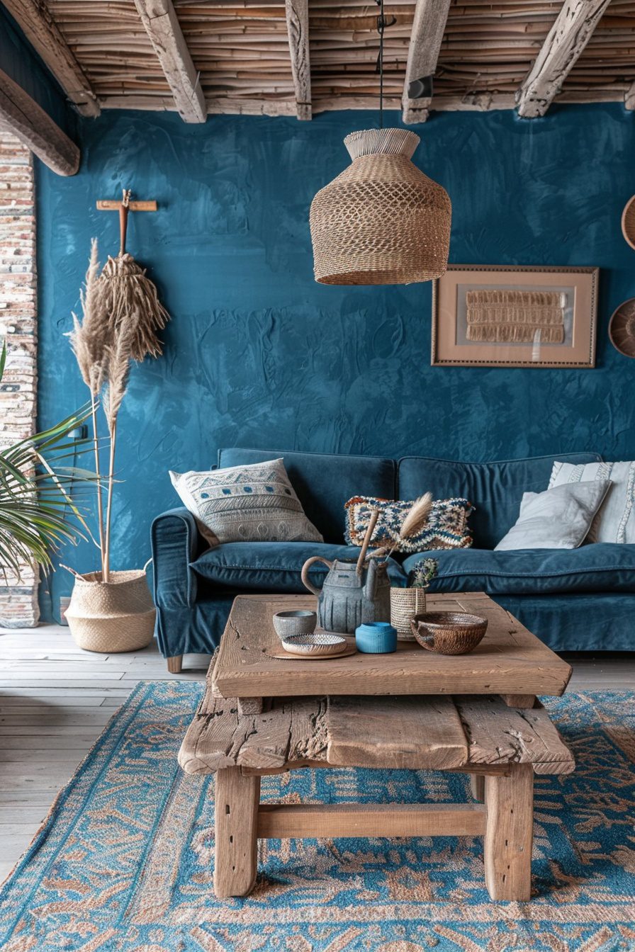 29 Blue Boho Apartment Ideas To Transform Your Living Space - Textured Apartment Design With Nautical Accents