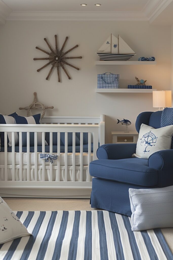 29 Nursery Room Ideas to Inspire Your Baby's First Space 9 Sophisticated Sailor Nursery