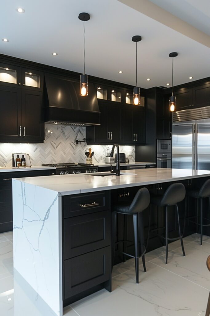 29 Modern Luxury Kitchen Ideas for a High-End Design 2 Stark Monochrome Kitchen Themes