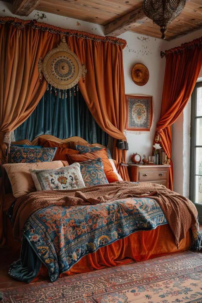 29 Gypsy Boho Bedroom Ideas for a Whimsical Retreat 23 Velvet Touch Gypsy Boho Bedroom