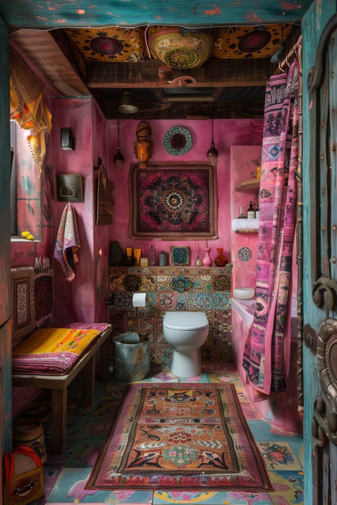 29 Pink Bathroom Decor Ideas for a Fun and Feminine Touch 4 Boho Pink Dream