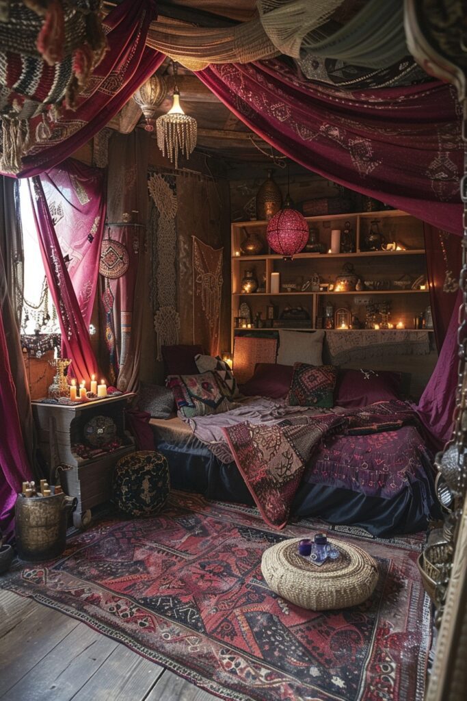 29 Rustic Boho Witchy Bedroom Ideas to Create an Enchanting Retreat 22 Boho Ritual Realm