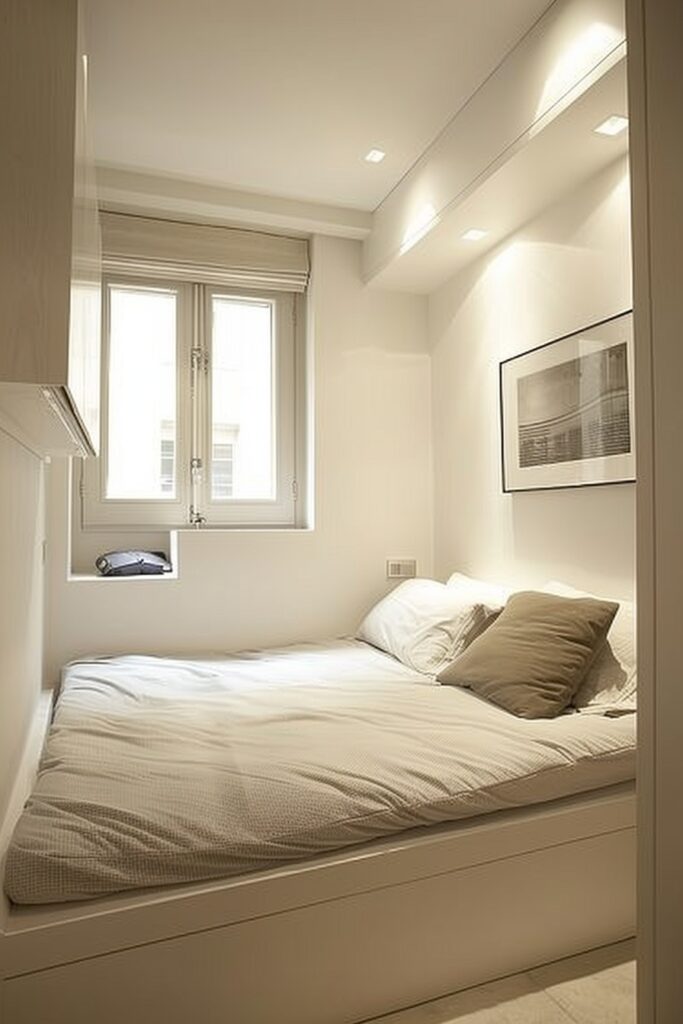 29 Guest Room Ideas for Small Rooms with Clever Space-Saving Solutions 1 Compact Minimalist Retreat