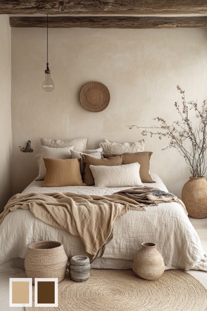 29 Organic Modern Bedroom Ideas with a Focus on Eco-Friendly Elegance 10 Earth Tone Retreat