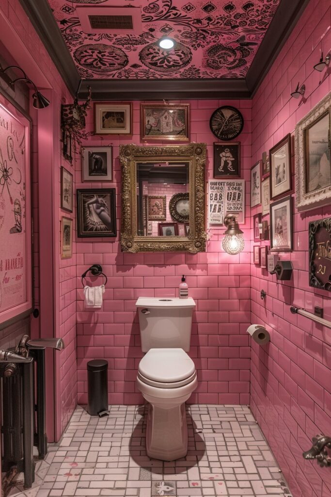 29 Pink Bathroom Decor Ideas for a Fun and Feminine Touch 11 Eclectic Pink Mix