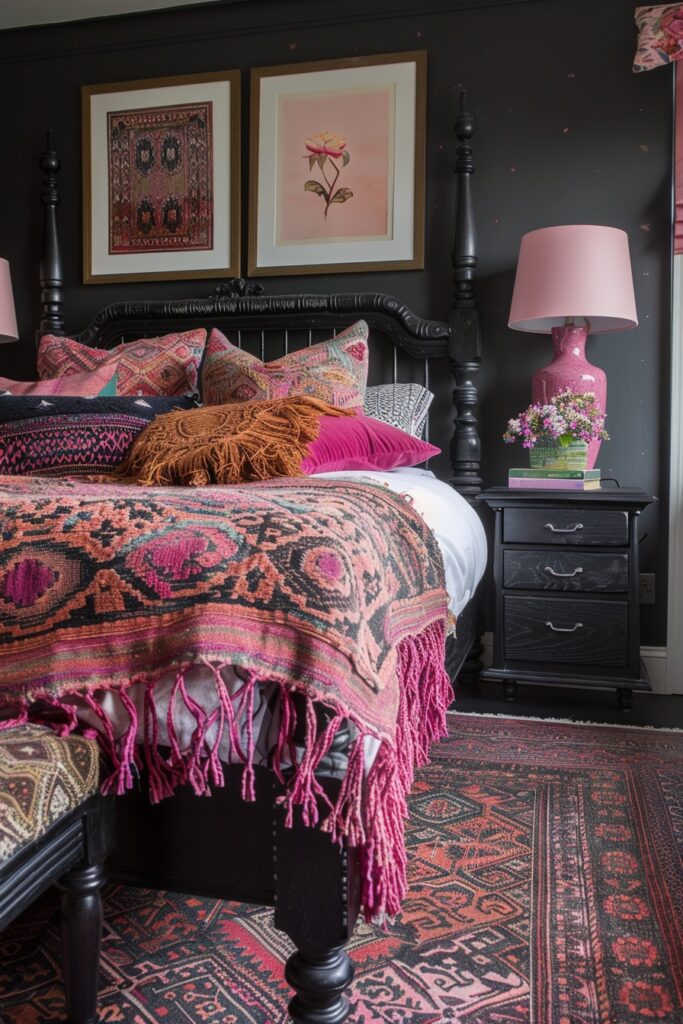 29 Pink and Black Bedroom Ideas for a Modern and Feminine Vibe 20 Eclectic Pink and Black Mix