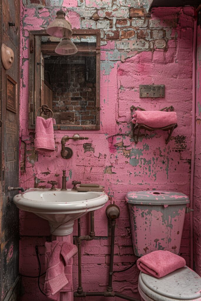 29 Pink Bathroom Decor Ideas for a Fun and Feminine Touch 7 Edgy Pink Industrial