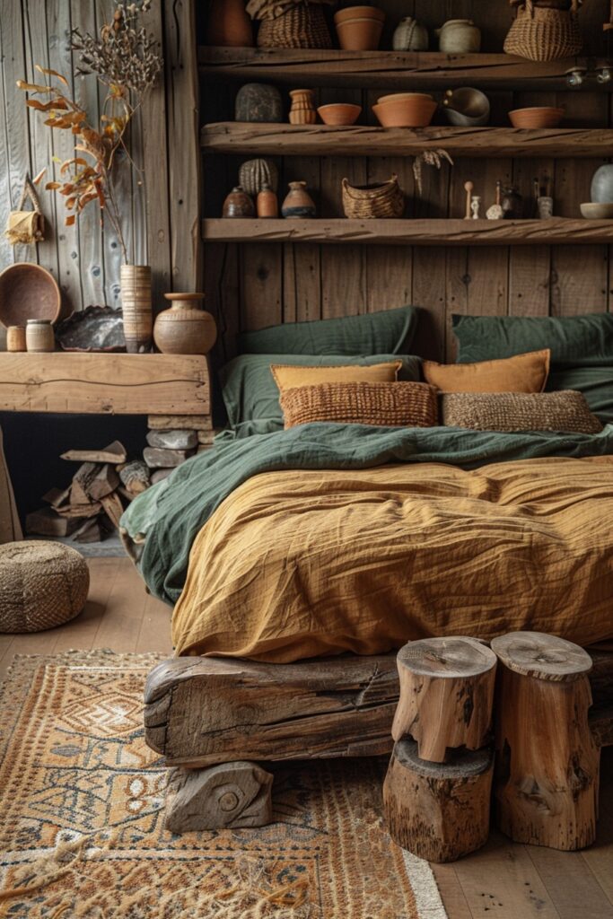 29 Rustic Boho Witchy Bedroom Ideas to Create an Enchanting Retreat 5 Elemental Earth Sanctuary