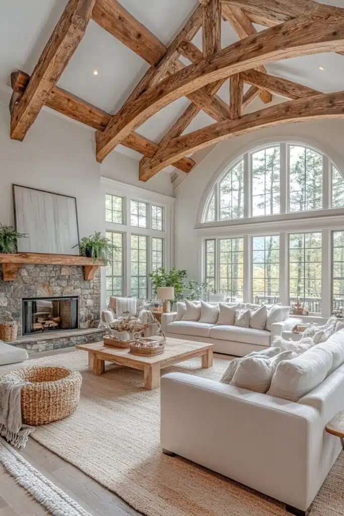 29 Barnhouse Decor Ideas to Create the Perfect Country Vibe 1 Exposed Beam Charm