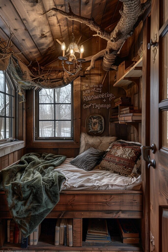 29 Rustic Boho Witchy Bedroom Ideas to Create an Enchanting Retreat 10 Forest Witch’s Hideaway
