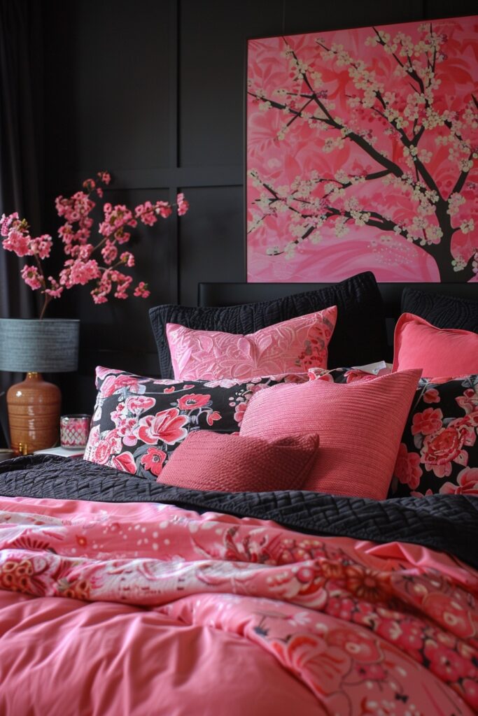 29 Pink and Black Bedroom Ideas for a Modern and Feminine Vibe 12 High-Contrast Pink and Black Design