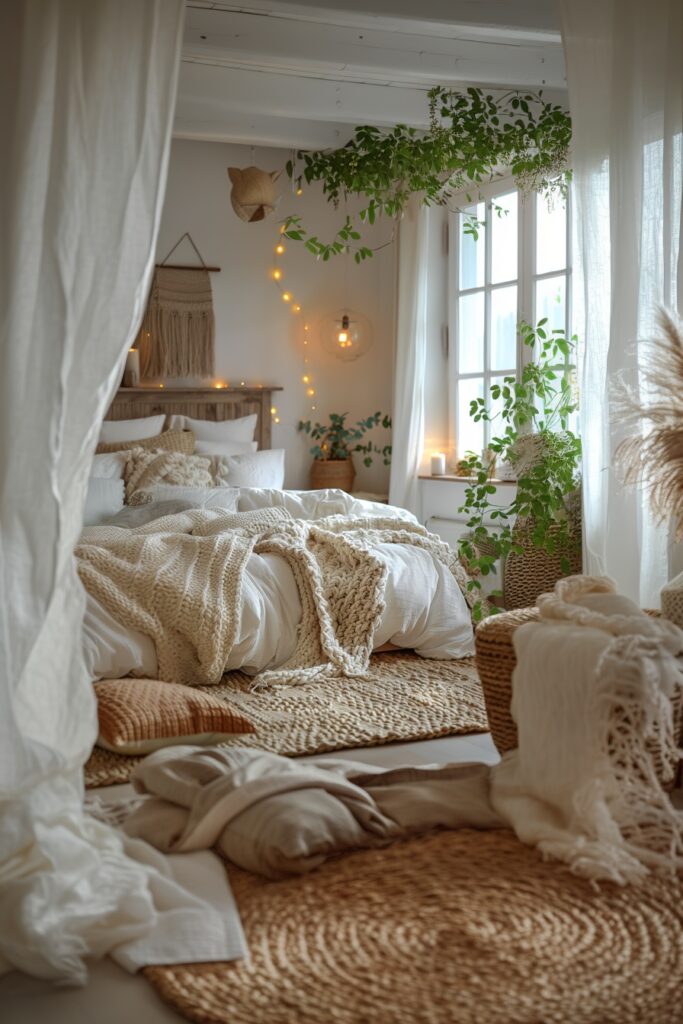 29 Scandi Boho Bedroom Ideas for a Calm and Inviting Atmosphere 9 Layered Comfort