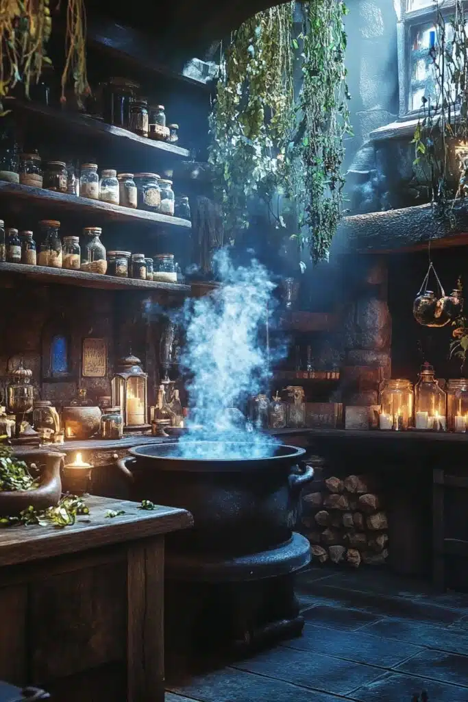 29 Halloween Decor Kitchen Ideas to Make Your Cooking Space Hauntingly Stylish 1 Midnight Enchantment Kitchen