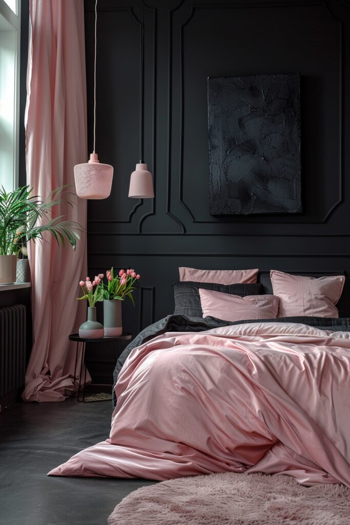 29 Pink and Black Bedroom Ideas for a Modern and Feminine Vibe 2 Minimalist Pink and Black Design