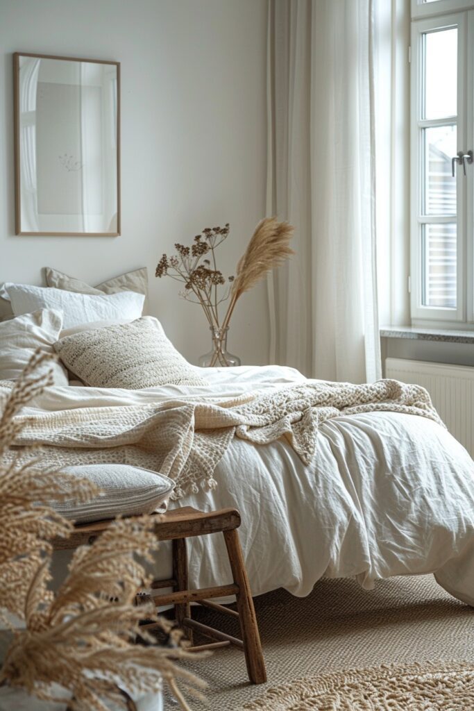 29 Scandi Boho Bedroom Ideas for a Calm and Inviting Atmosphere 1 Minimalist Retreat